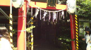 松島神社　提灯としめ縄の吊るされた鳥居
